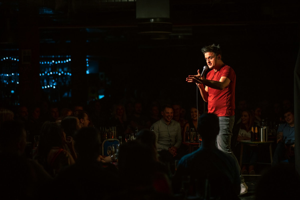 George Zacharopoulos on stage at the Edinburgh Fringe